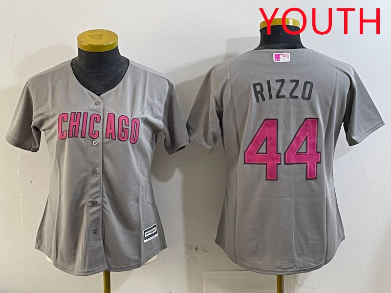 Youth Chicago Cubs #44 Rizzo Grey Fashion Game 2025 Nike MLB Jersey style 5